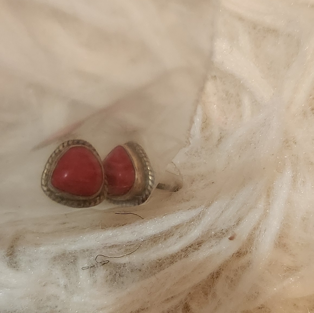 Elegant Red Stone Silver Stud Earrings
